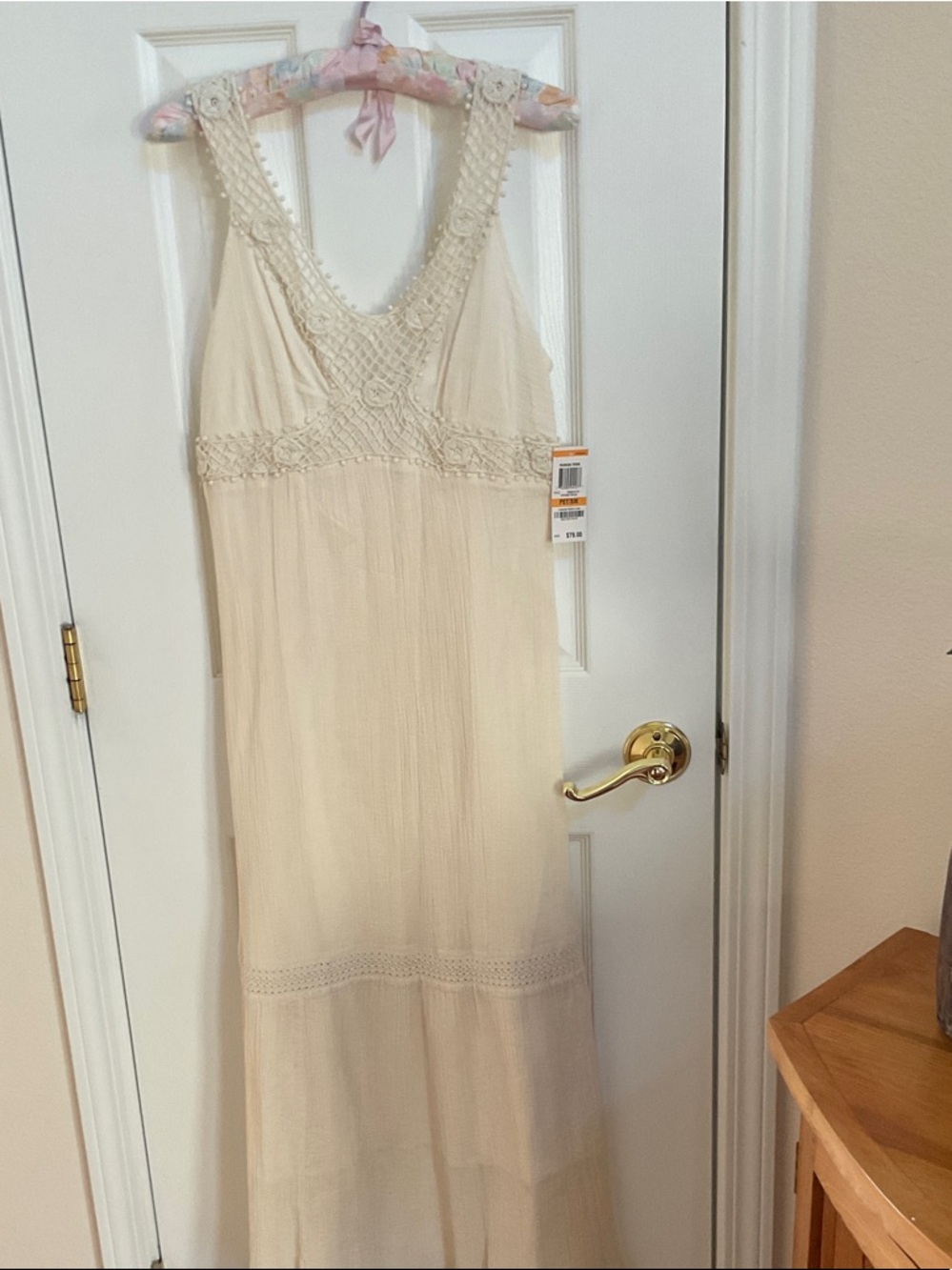 Style & Co. Cream Crochet-Trim Sleeveless Midi Dress